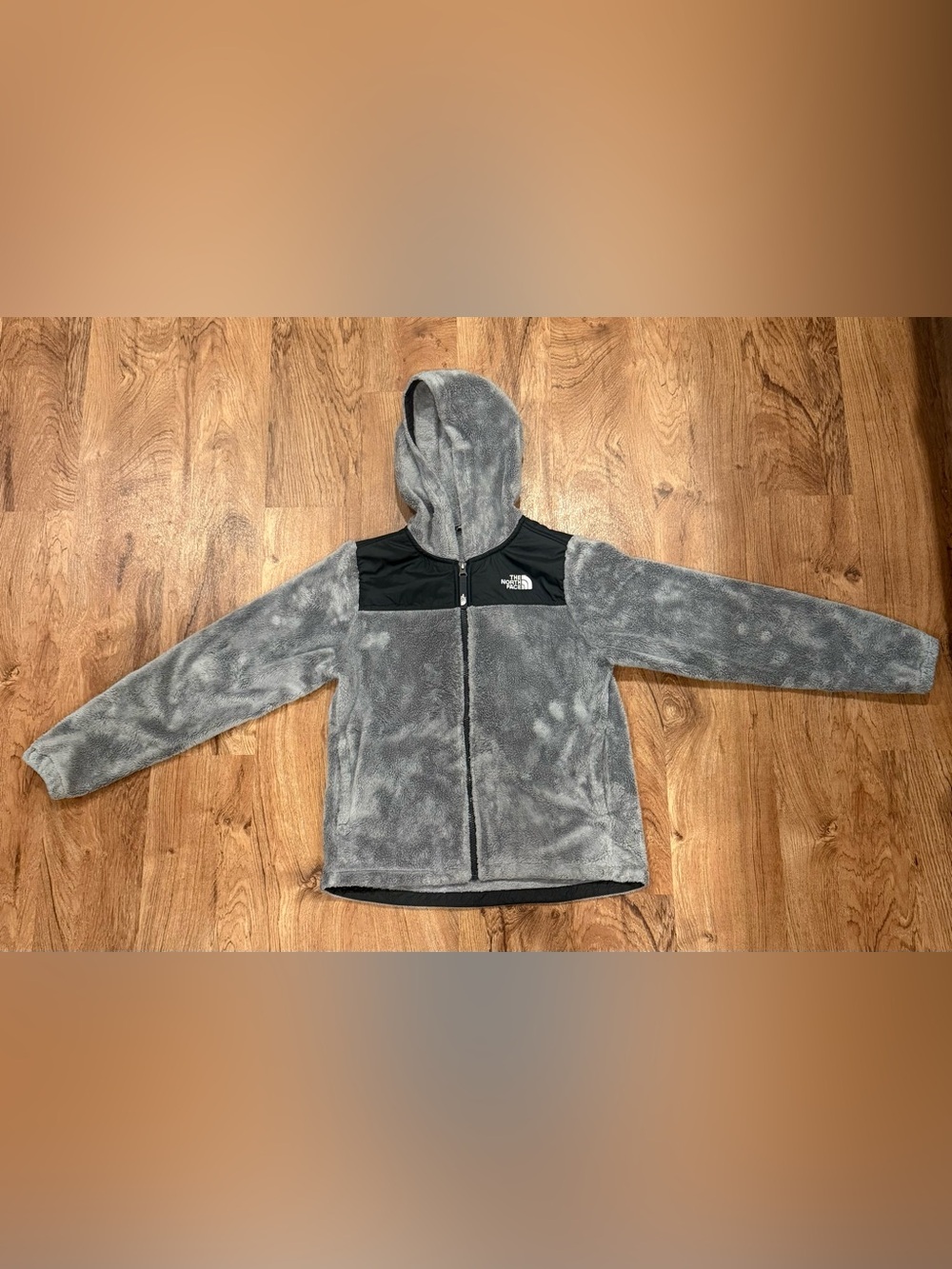 The North Face Kids Gray Hooded Plush Fleece Jacket